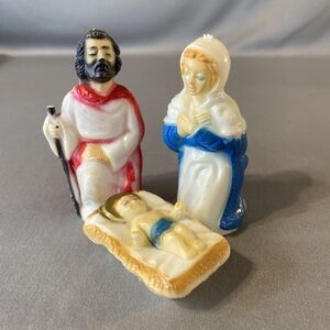 Vintage Christmas Nativity Baby Jesus Mary Joseph Hard Plastic 3" Tall Figure